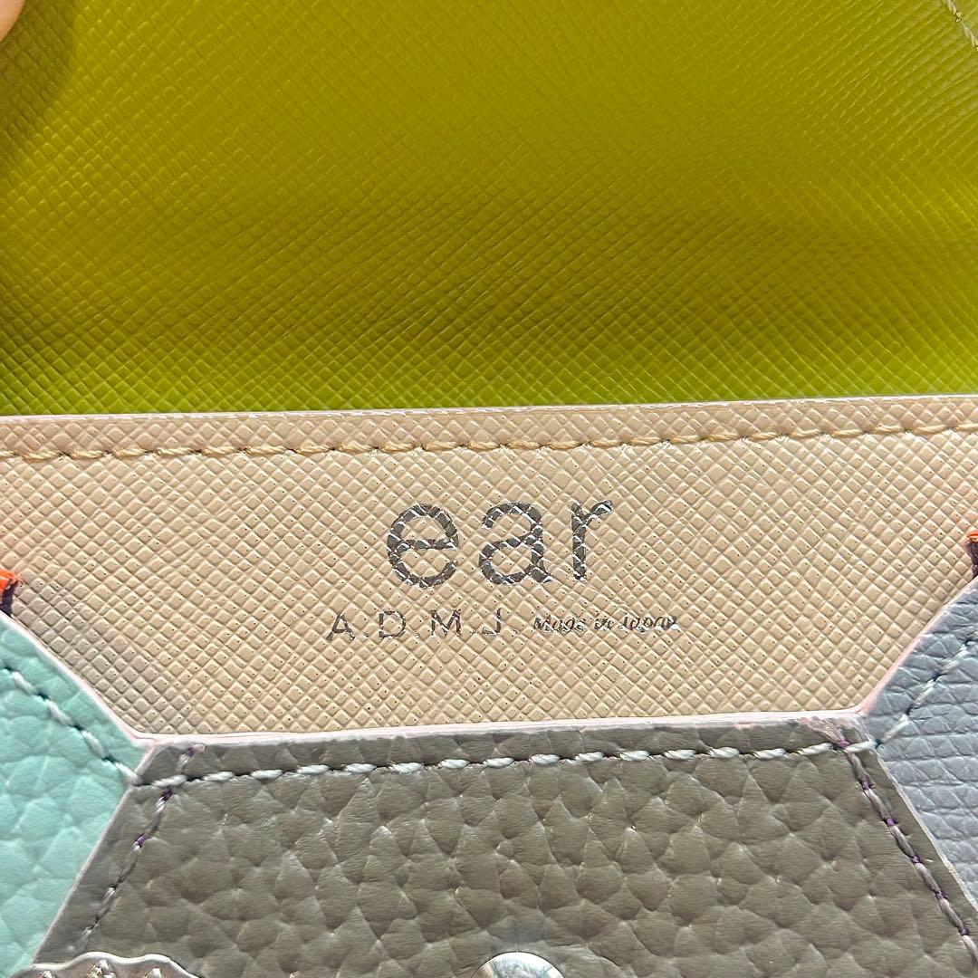 【美品】ADMJ クロコ型押し 名刺入れ レザー カードケース シルバー ピンク