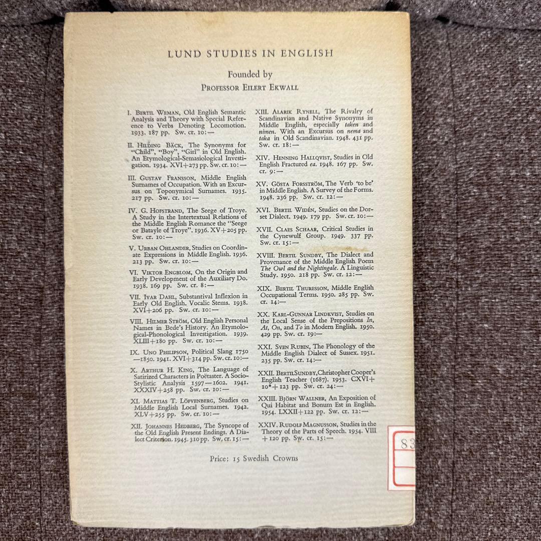 洋書 Studies in the Theory of the Parts of Sp