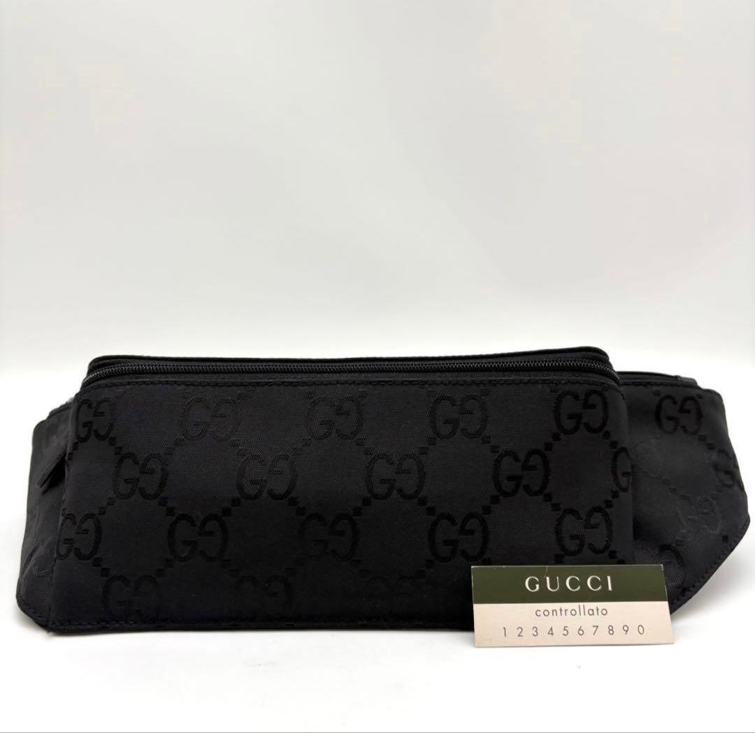 GUCCI グッチ ナイロン GG ウエストバッグ ブラック