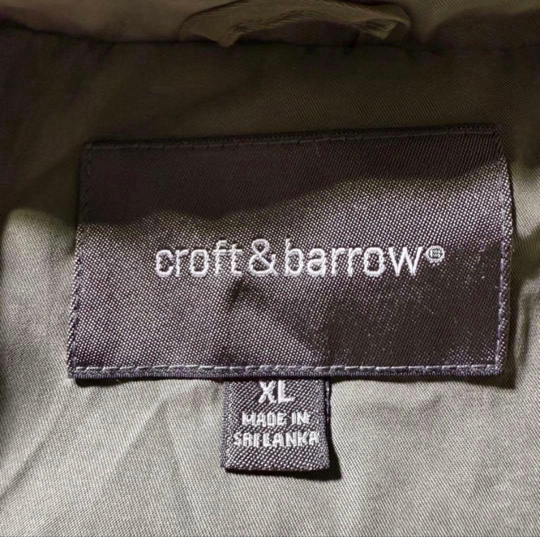 croft&barrowハリントンジャケット古着グリーン短丈ピーチスキンCBOY