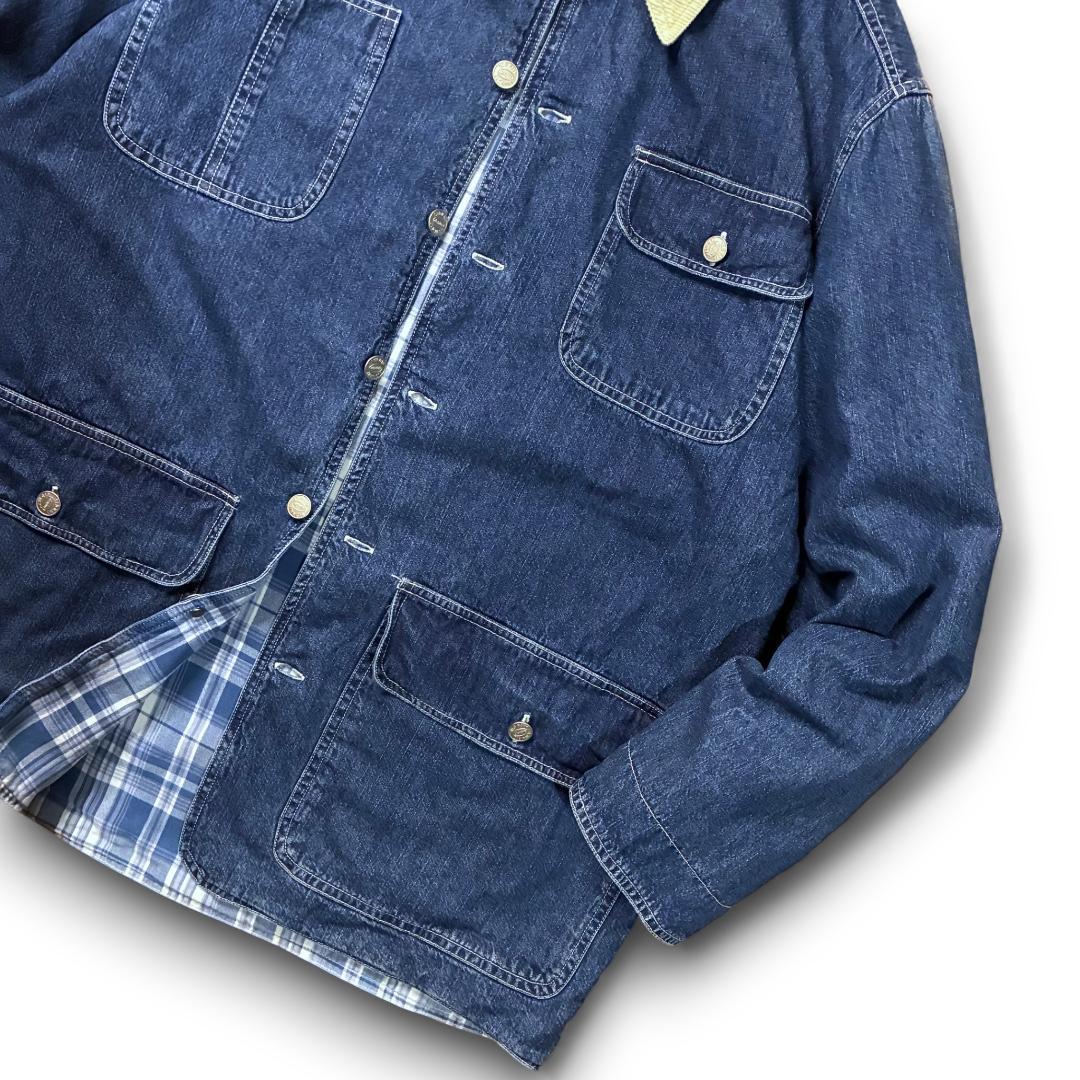 vintage OLD NAVY デニム カバーオール コーデュロイ襟 チェック