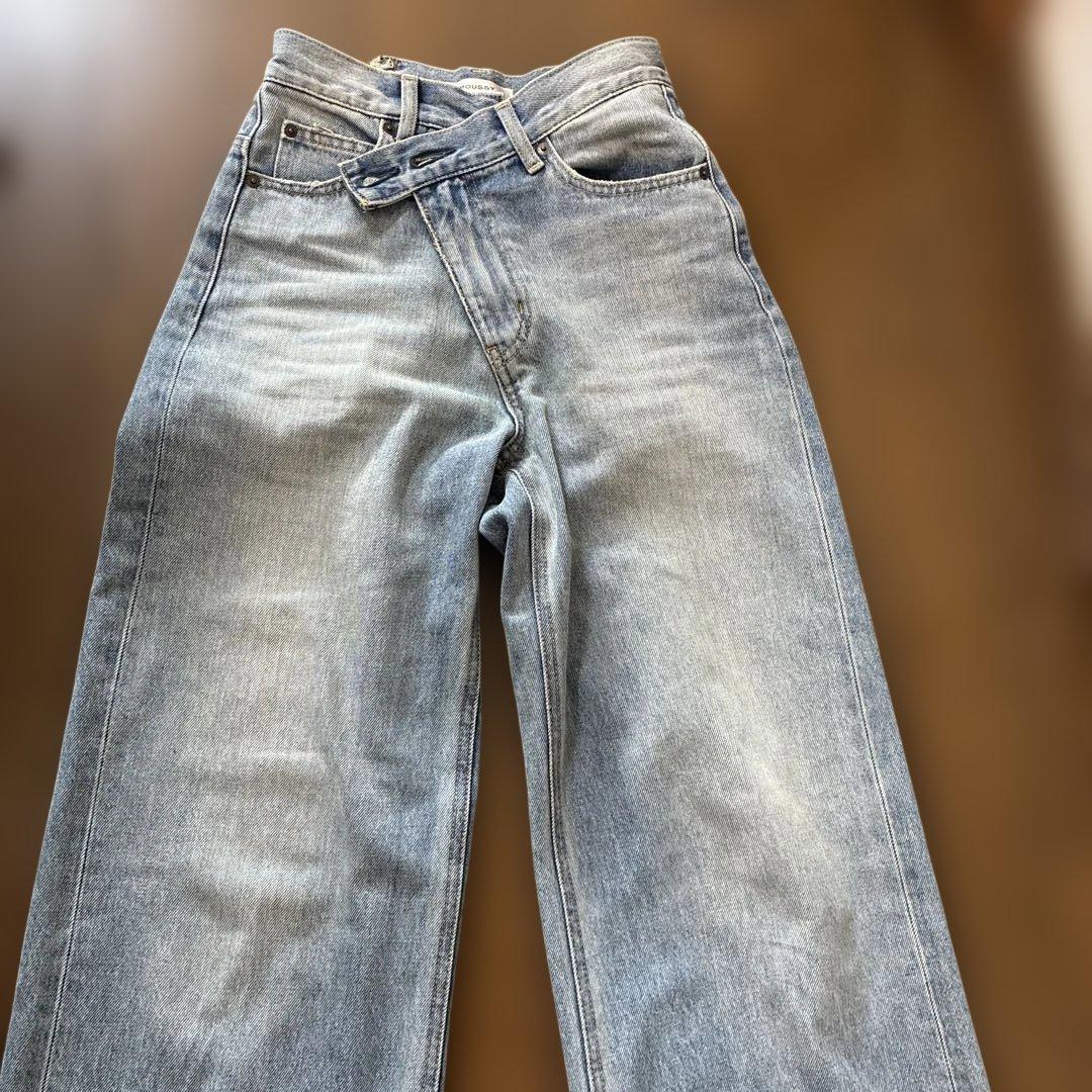 MOUSSY CROSS WAIST WIDE STRAIGHT デニム　0