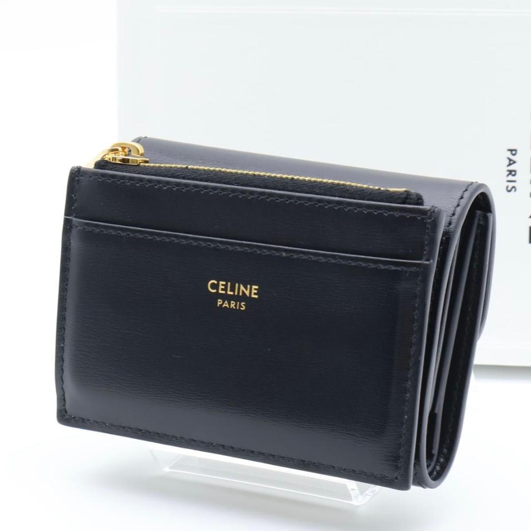 【超極美品】CELINE トリオンフ　コンパクトウォレット　三つ折り財布　黒