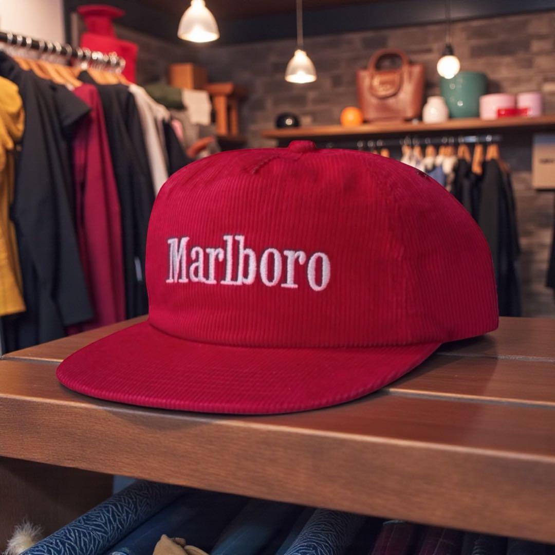 Marlboro マルボロ コーデュロイキャップ CAP 刺繍ロゴ アイレット