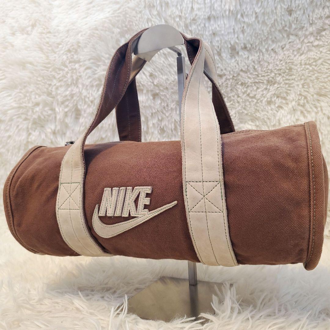 レア 00s NIKE ミニバッグ カバン ドラム ボストン レザー 綿 Y2K