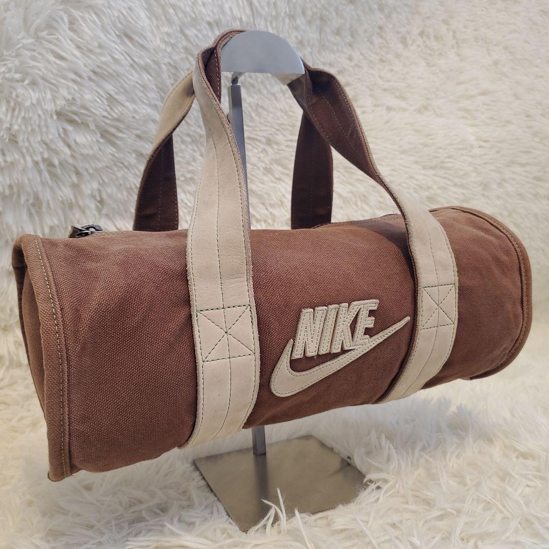 レア 00s NIKE ミニバッグ カバン ドラム ボストン レザー 綿 Y2K