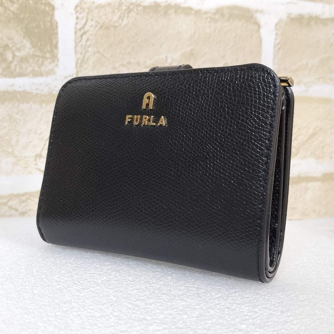 ✨美品✨ FURLA CameliaS 二つ折り財布 ブラック レザー 正規品