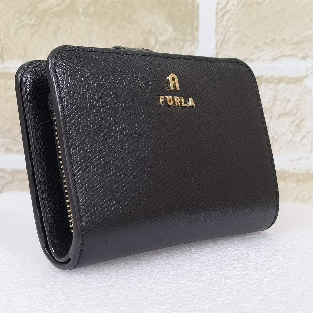 ✨美品✨ FURLA CameliaS 二つ折り財布 ブラック レザー 正規品