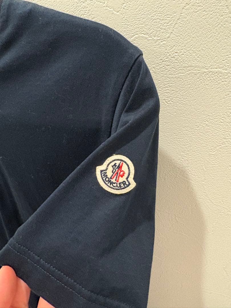 MONCLER モンクレール メンズTシャツS ネイビー トリコロール 正規品