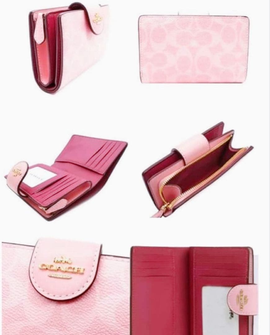 ★COACH ピンク 二つ折り財布 並行輸入品:アウトレット★