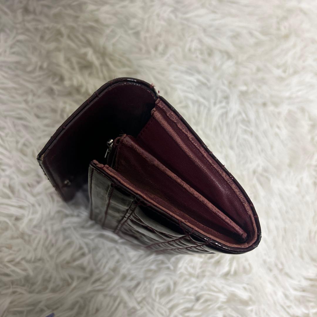 【良品】クリスチャンディオール　パテントレザー　カナージュ　三つ折り財布　正規品