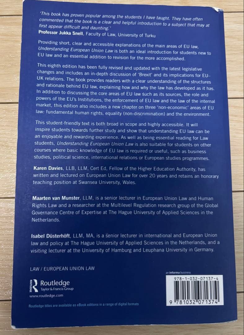 Understanding European Union Law 第8版
