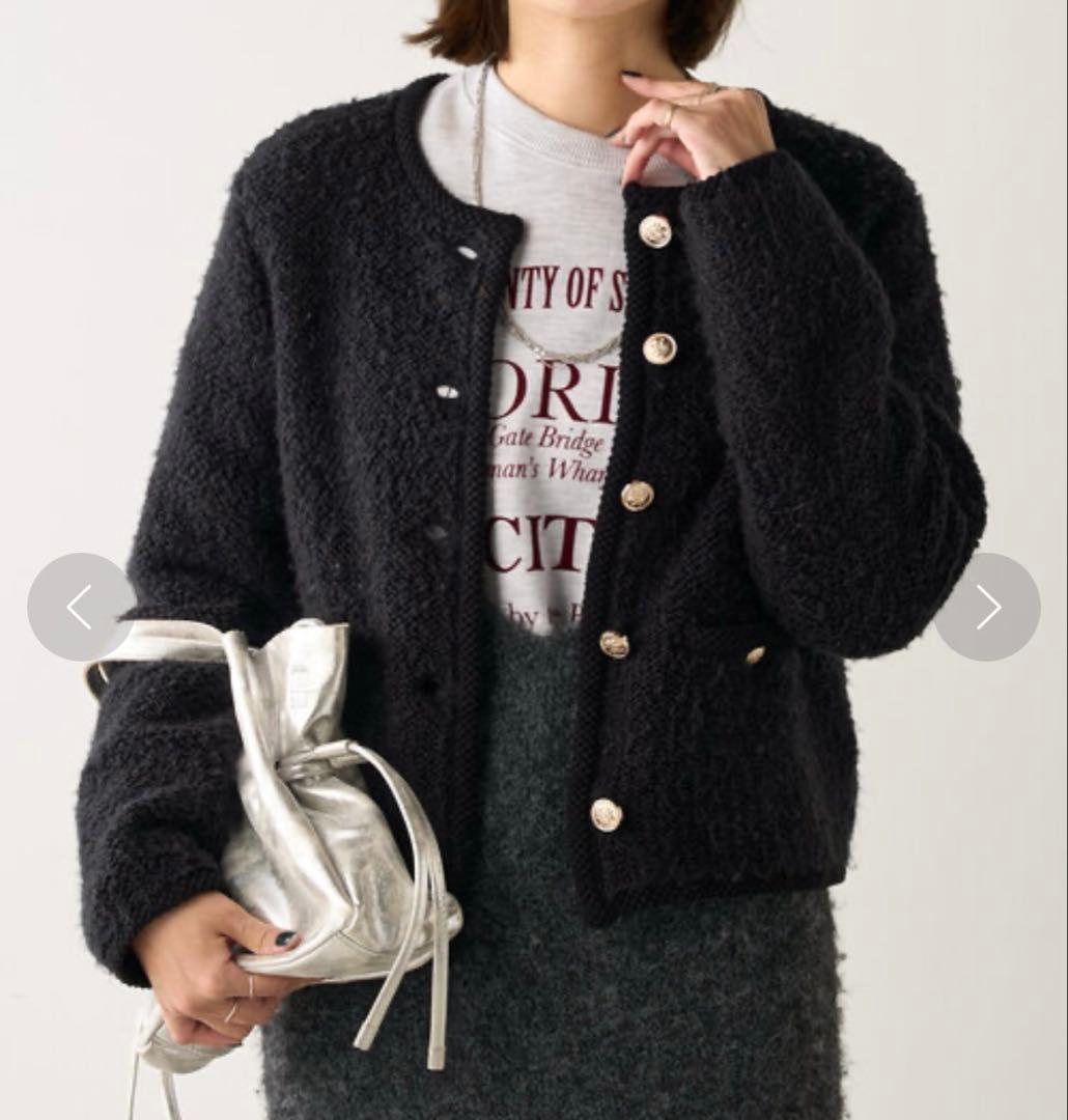 美品＊シーナリー ツイードニットジャケット 金ボタン 近年モデル 24AW