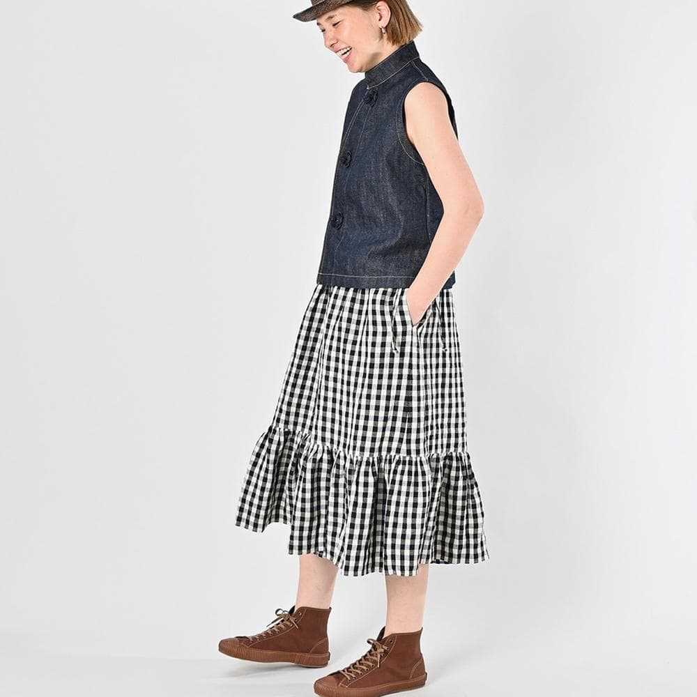 専用★超美品 45R インド度詰リネンのラッパーキュロット チェック