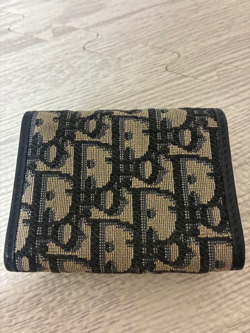 Dior ロゴ入り三つ折り財布 ベージュ/ブラック