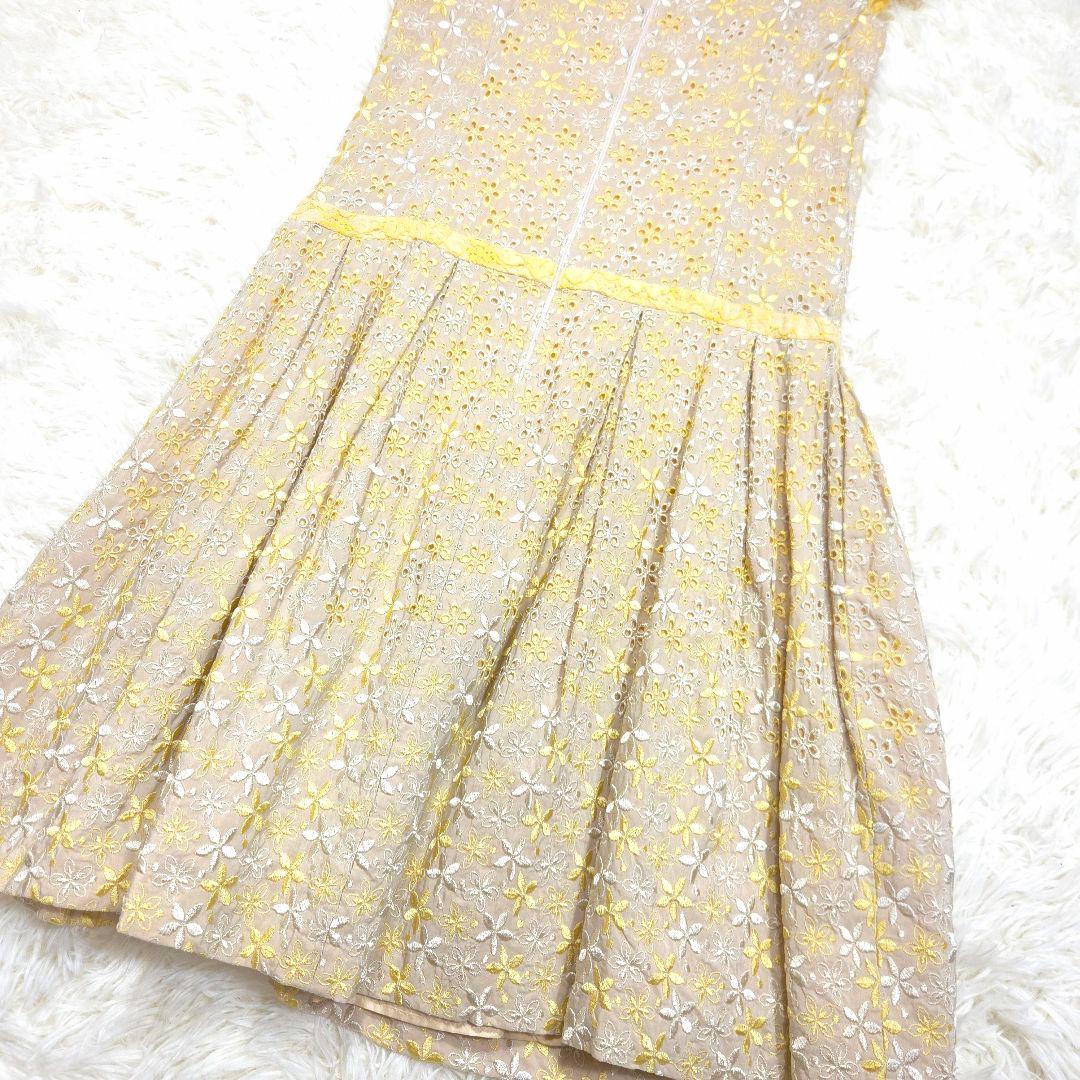 TOCCA トッカ 4 ワンピース 花柄 刺繍 半袖 レース L ベージュ