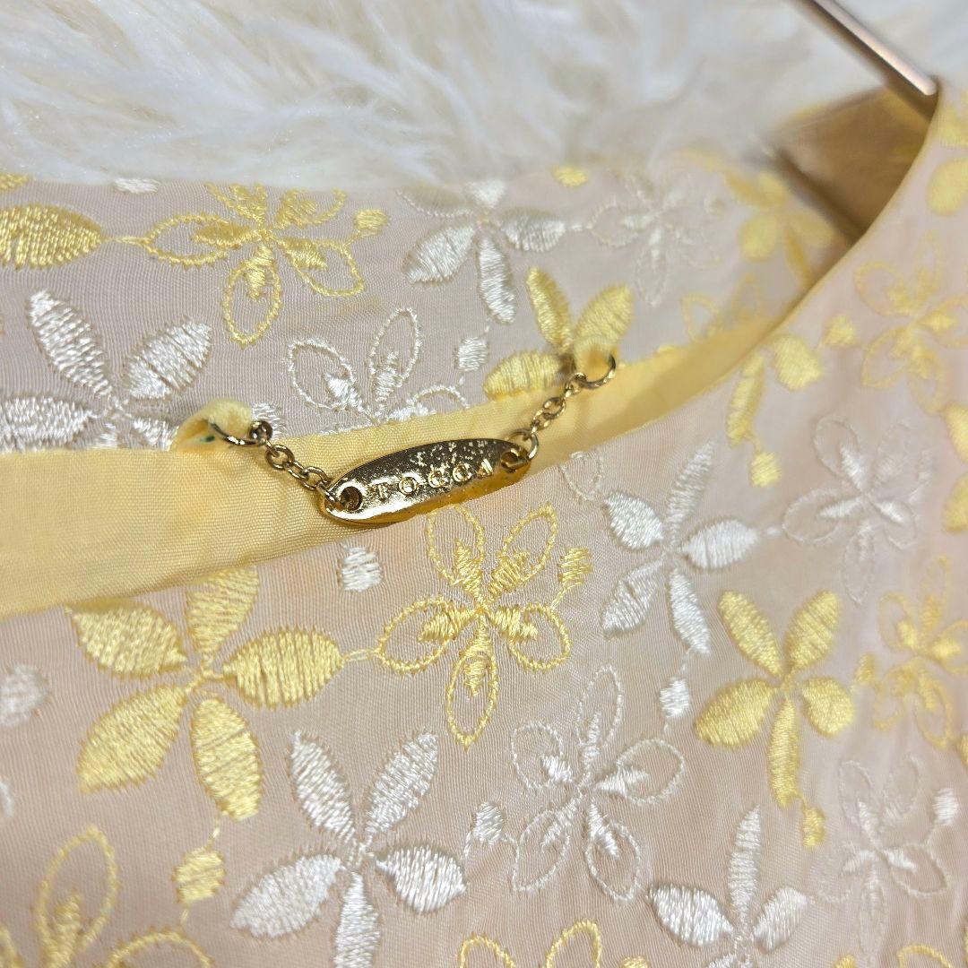 TOCCA トッカ 4 ワンピース 花柄 刺繍 半袖 レース L ベージュ