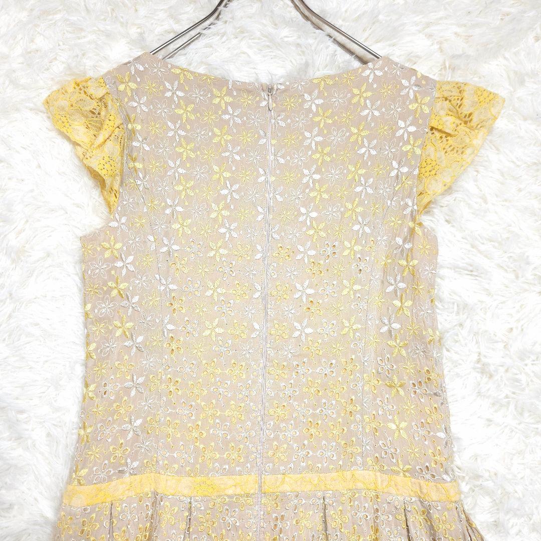 TOCCA トッカ 4 ワンピース 花柄 刺繍 半袖 レース L ベージュ