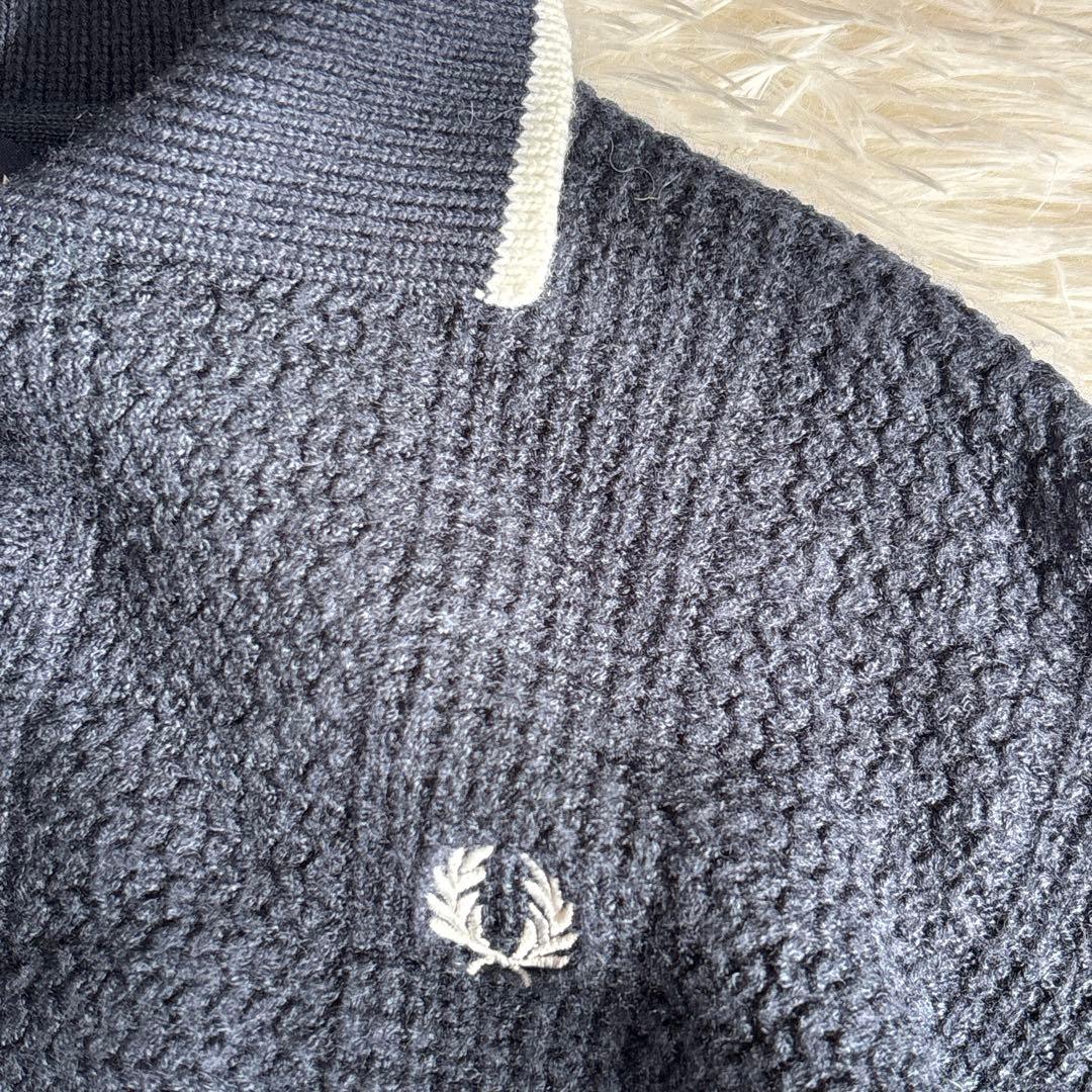FRED PERRY × Ray BEAMS 別注 カーディガン　ネイビー　M