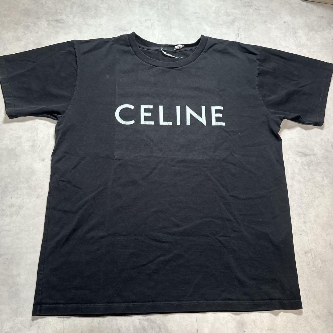 CELINE セリーヌ センターロゴ Tシャツ ブラック 半袖 カットソー.