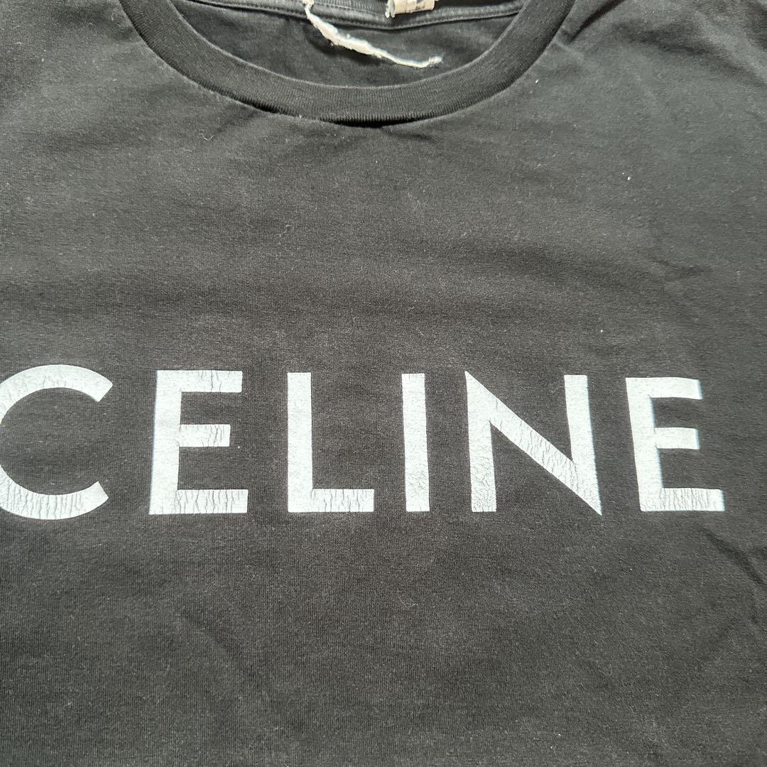 CELINE セリーヌ センターロゴ Tシャツ ブラック 半袖 カットソー.