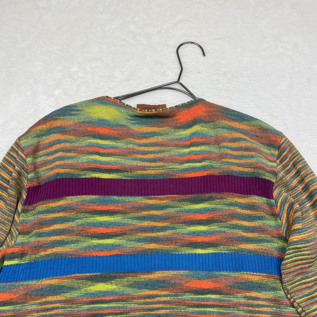 MISSONI オレンジタグ　マルチカラーストライプカーディガン　薄手　春