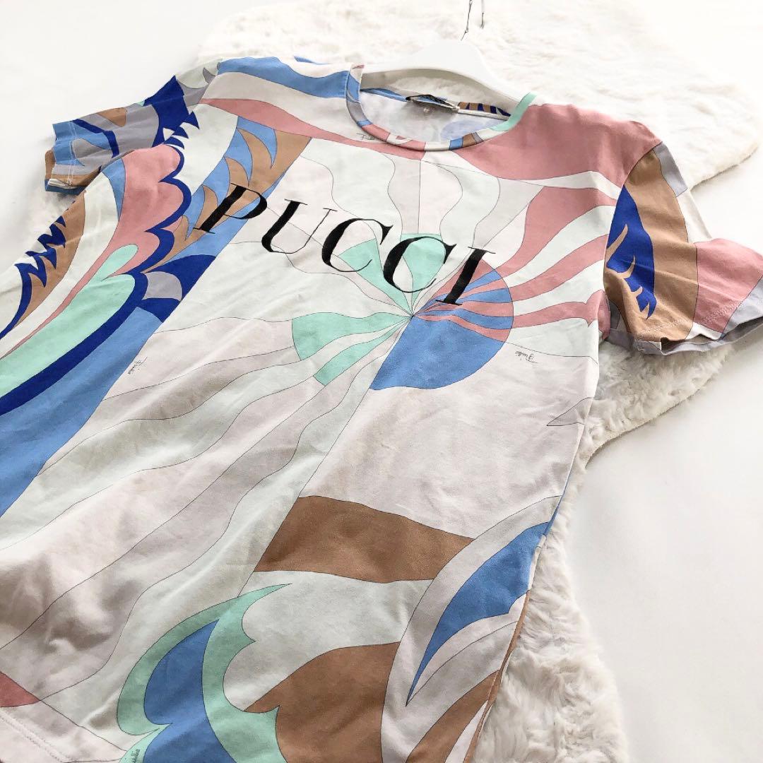 Emilio Pucci*エミリオプッチ　半袖Tシャツ　総柄　ロゴ　コットン　M