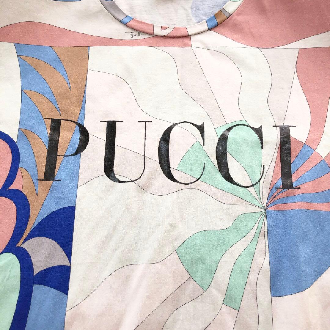 Emilio Pucci*エミリオプッチ　半袖Tシャツ　総柄　ロゴ　コットン　M