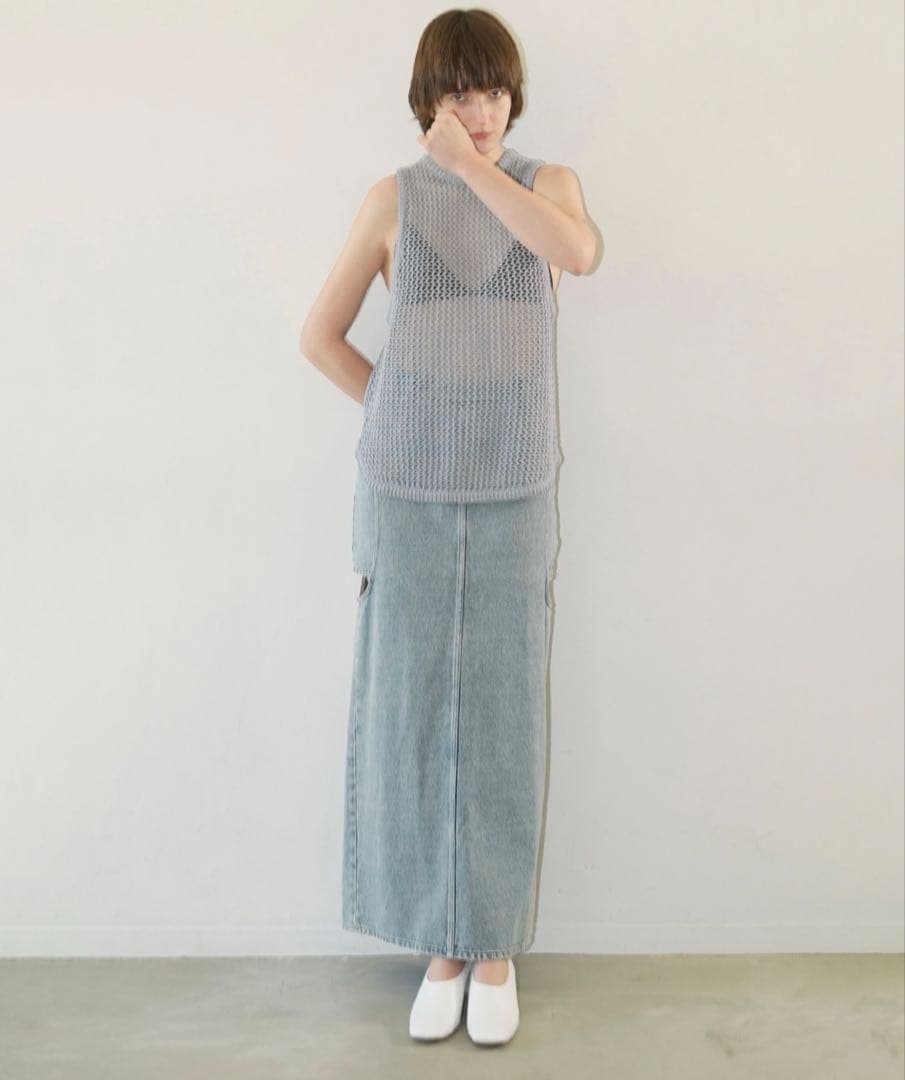 CLANE/クラネ　CIRCLE CUT LAYERED DENIM SKIRT
