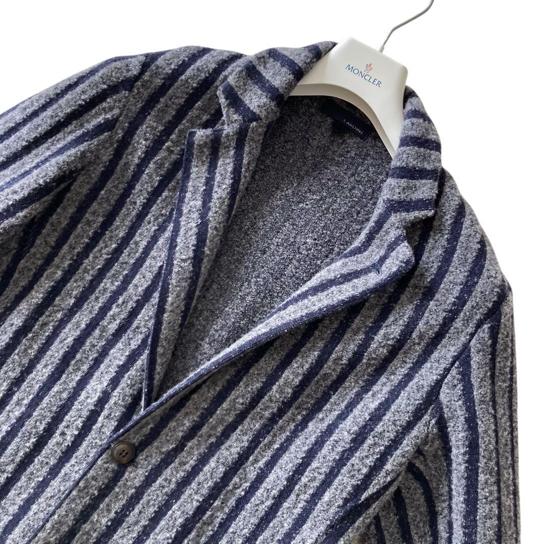 美品 LARDINI カシミヤ混 ニット テーラードジャケット ブートニエール