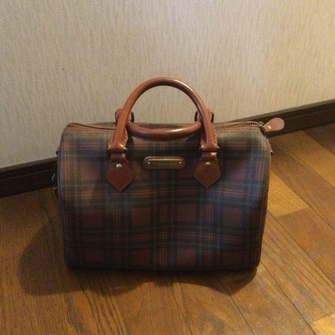 チェック柄ボストンバッグ 中型