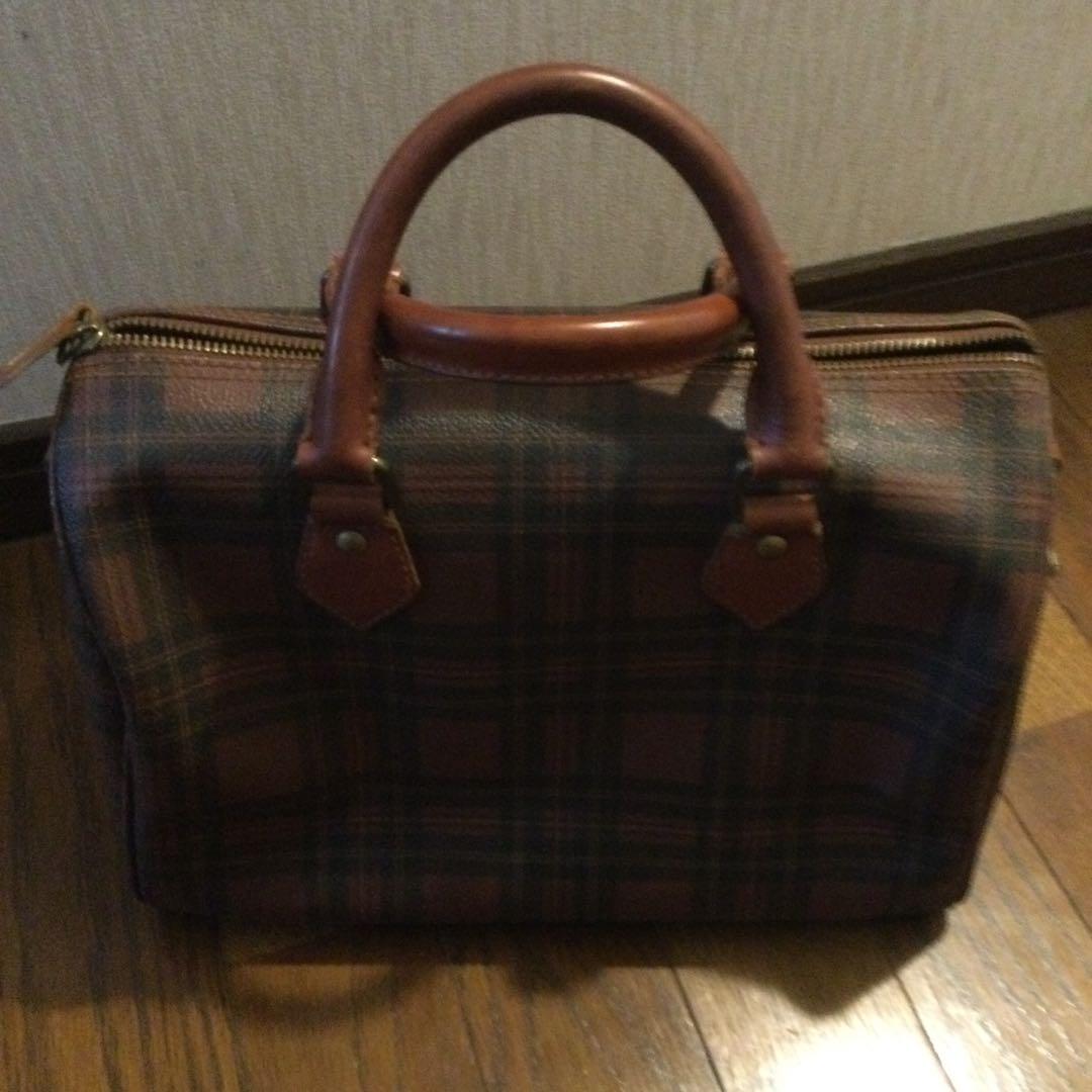 チェック柄ボストンバッグ 中型