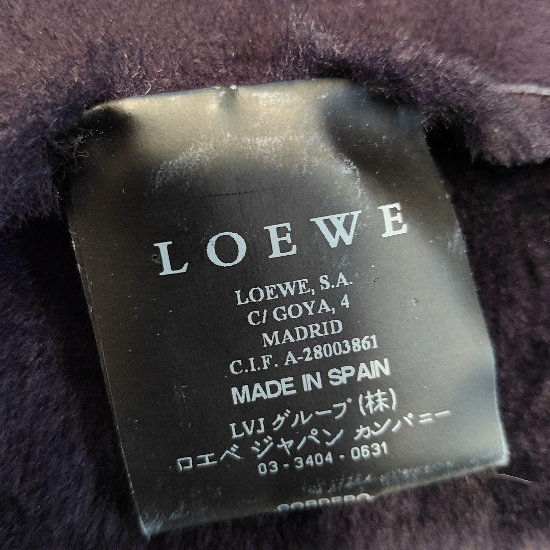 LOEWE ムートン マフラー パープル