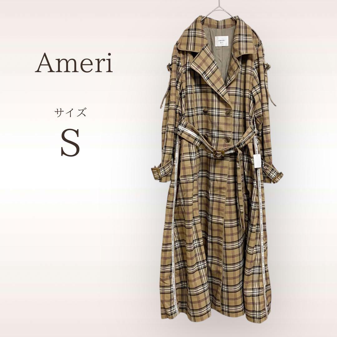 新品タグ付✨AMERI アメリ ヴィンテージ パスコード チェックコート ロング