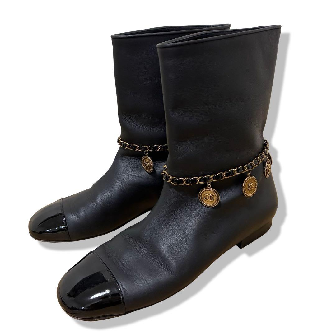 靴 CHANEL shortboots cocomark Camellia y2k