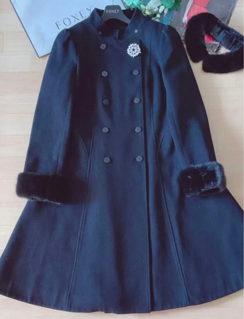 極美品！ルネ　ミンク襟フレアコート　36(M) foxey フォクシー