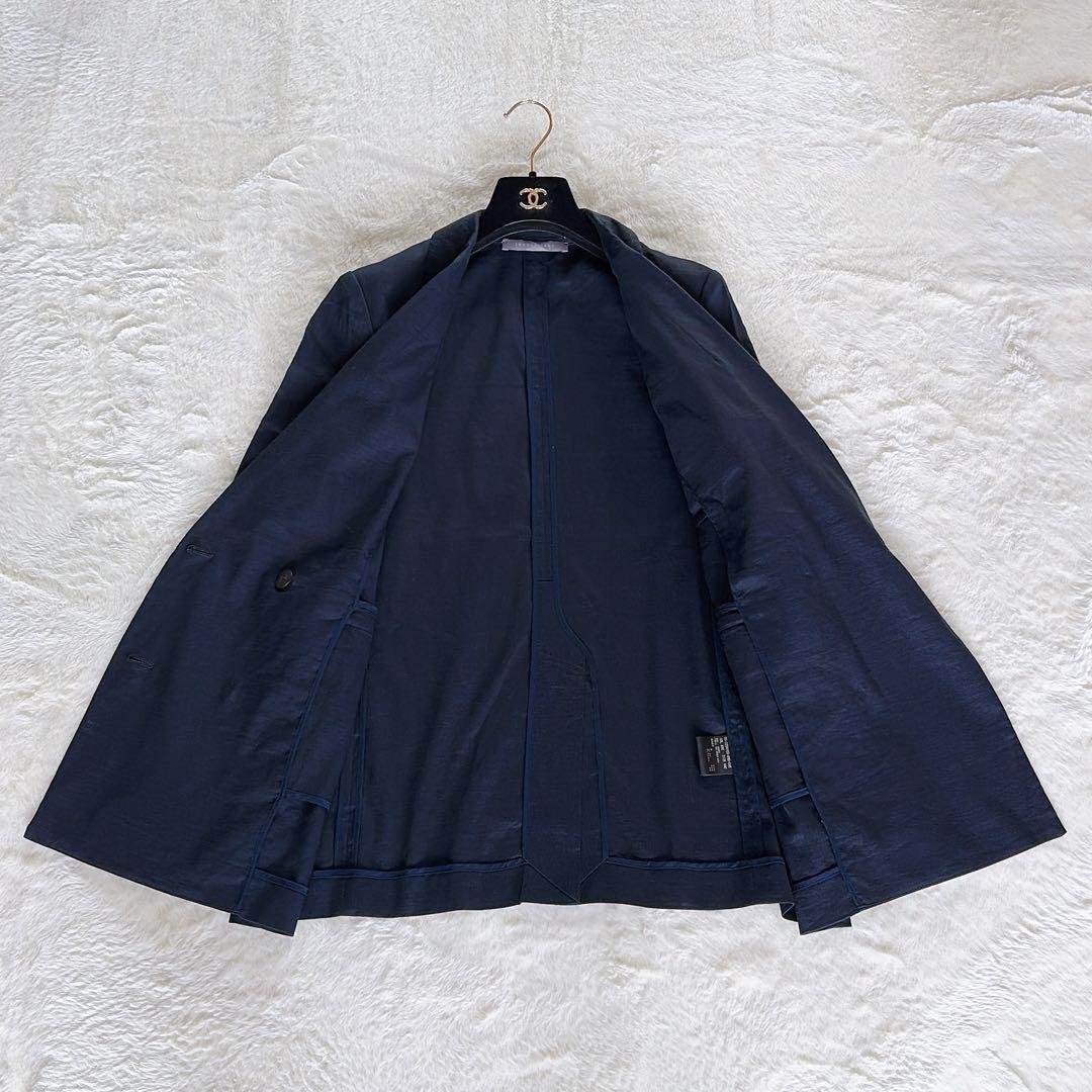 美品✨【セオリーリュクス】リネン混ダブルブレストジャケット ネイビー 40 L