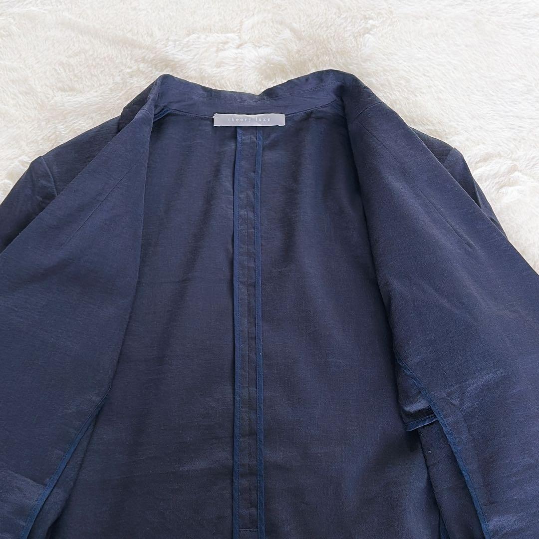 美品✨【セオリーリュクス】リネン混ダブルブレストジャケット ネイビー 40 L
