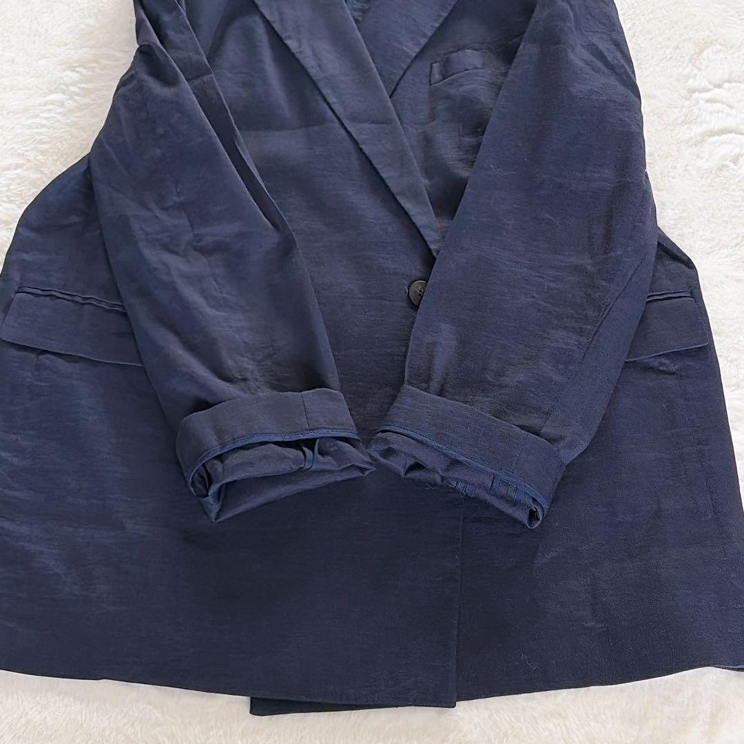 美品✨【セオリーリュクス】リネン混ダブルブレストジャケット ネイビー 40 L