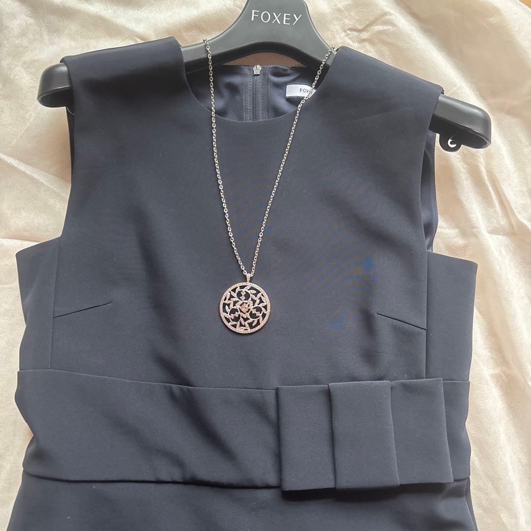 ♡フォクシーパレットワンピース♡ 38 ネイビー　美品