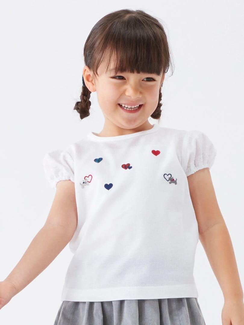 familiar 現行品 刺繍Tシャツとキュロットのセット 90