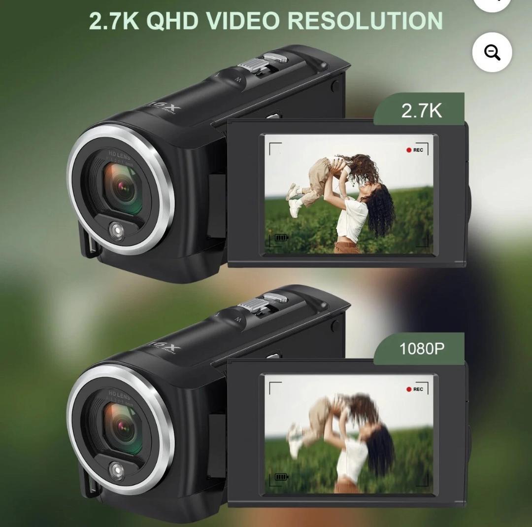 ビデオカメラ 2.7K 16 倍デジタルズーム ウェブカメラ 2.8 インチ軽量