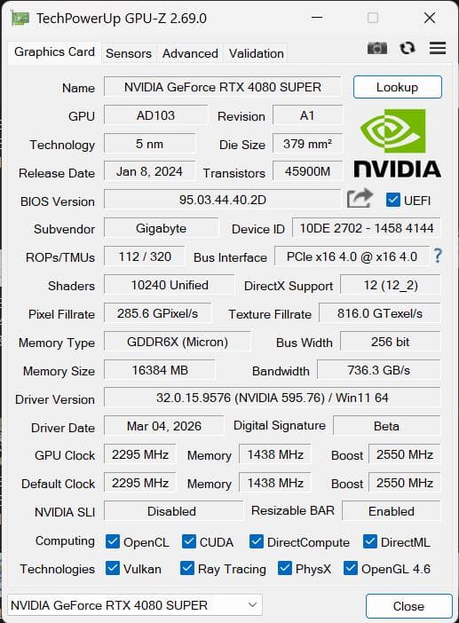 グラフィックボード・グラボ・ビデオカード GIGABYTE GEFORCE RTX 4080 SUPER 16G