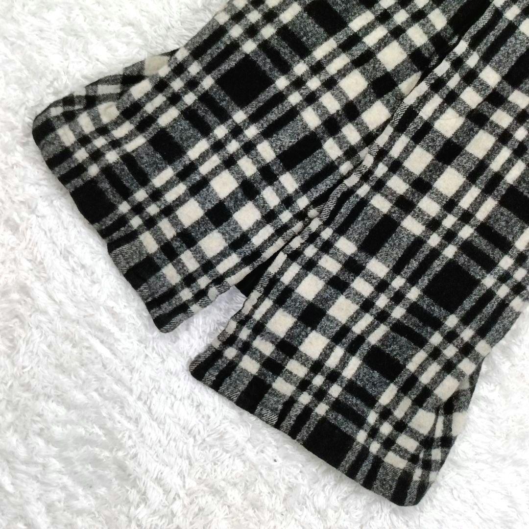 コムデギャルソン 縮絨加工 異素材 切替 ストレッチ チェック柄 ロングコート