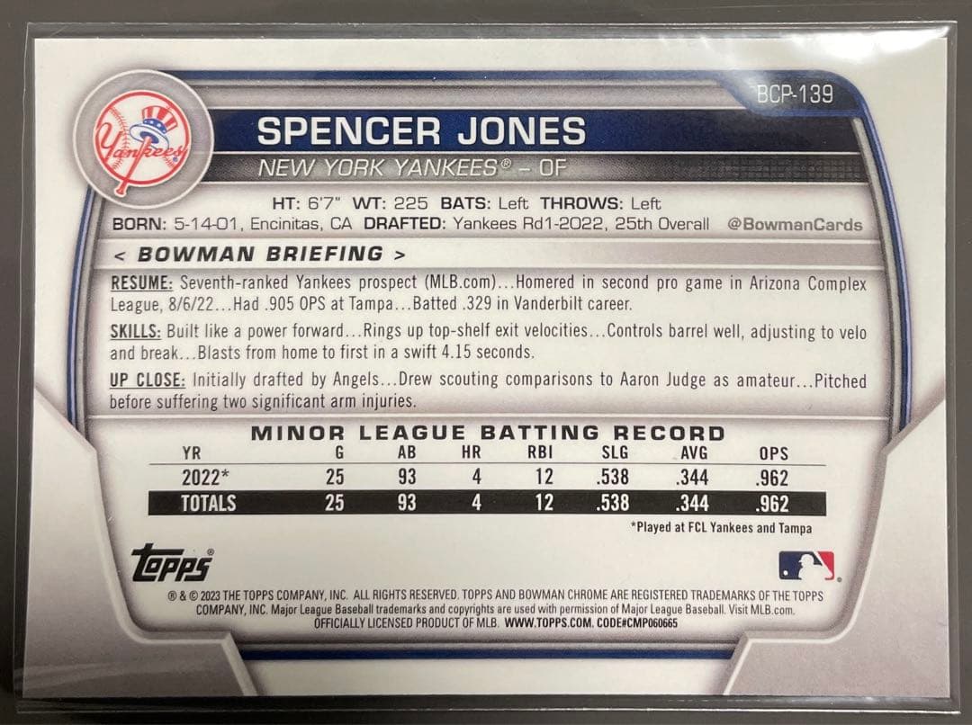 topps bowman ヤンキース spencer jones 大谷翔平