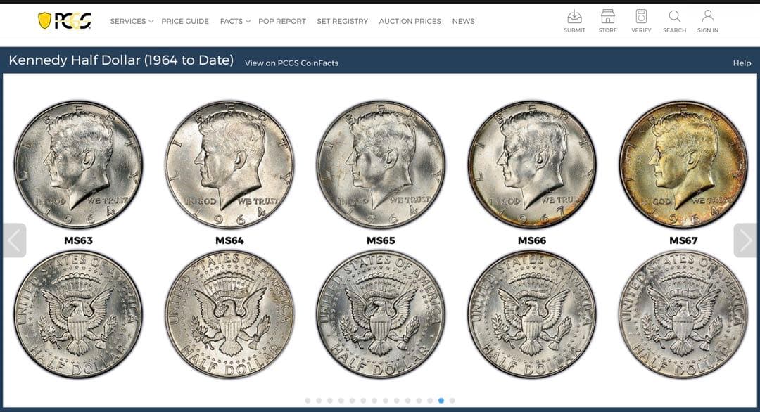 1964年ケネディ ハーフダラー 50セント銀貨【PCGS MS65】正規鑑定品
