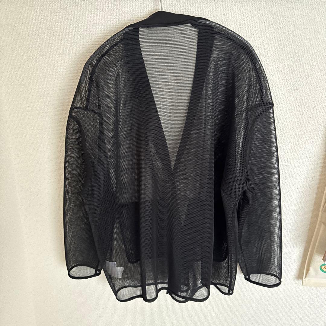 pois ポワ　double mesh Cardigan ブラック