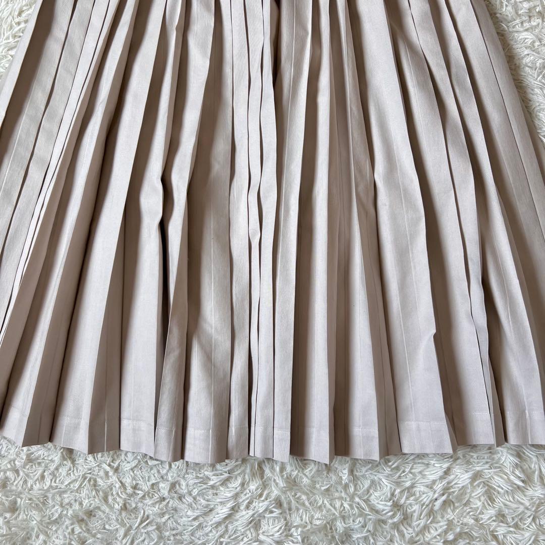 タグ付き 45R オックス の イージー プリーツ スカート ベージュ