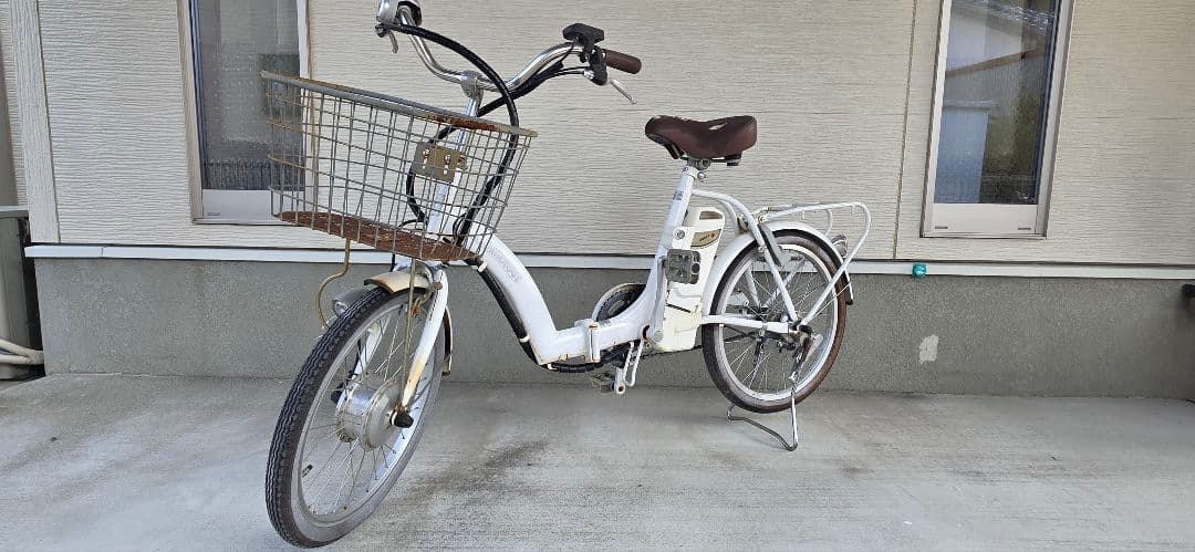 【引取希望:静岡県磐田】電動アシスト折り畳み式自転車 ホワイト 20インチ