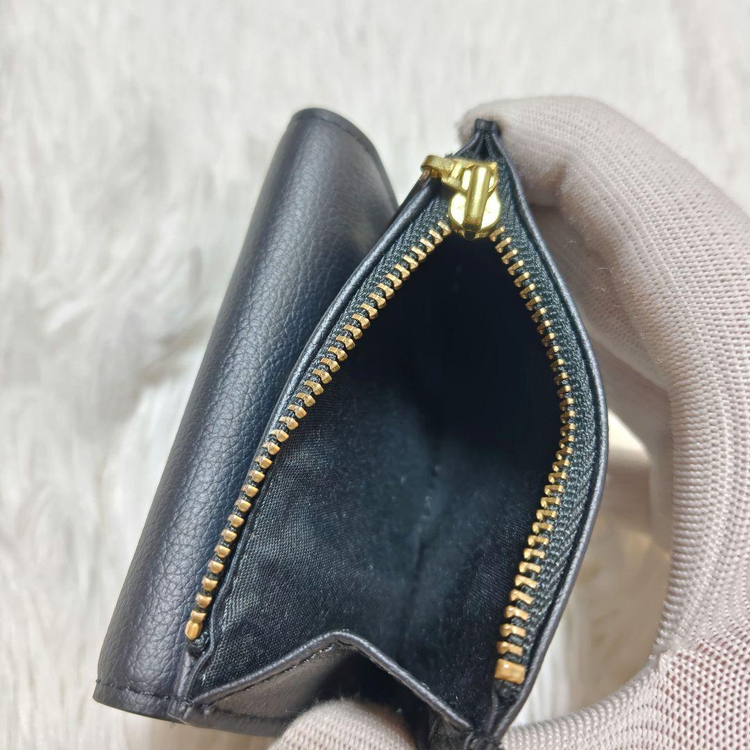 ✨美品✨ラヴィスト 3つ折り財布 コンパクトウォレット ゴールド金具 レザー 黒